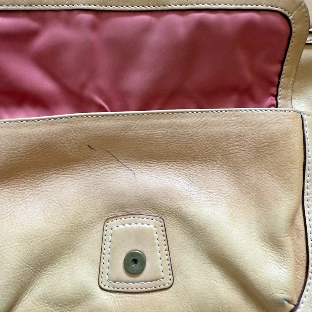 Coach Poppy Whipstitch Natural Leather Brass Glam Tote Purse Large Shoulder Bag - Picture 5 of 16